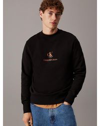 Calvin Klein - Cotton Terry Logo Sweatshirt - Lyst