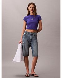Calvin Klein - Jeans Slim Ribbed Cotton Logo T-Shirt - Lyst