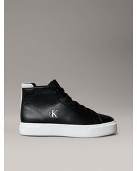 Calvin Klein - Leather Signature High-Top Trainers - Lyst
