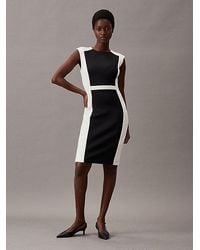 Calvin Klein - Vestido slim color block de neopreno - Lyst