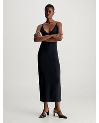 Calvin Klein - Vestido lencero maxi de punto elástico - Lyst