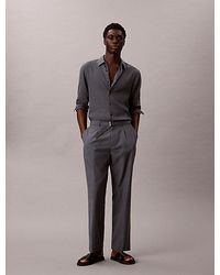 Calvin Klein - Cotton Lyocell Belted Trousers - Lyst