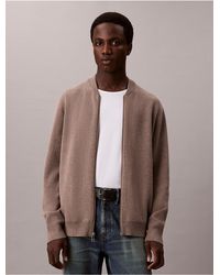 Calvin Klein - Calvin Klein Smooth Cotton Sweater Bomber Jacket - Lyst