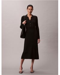Calvin Klein - Calvin Klein Smooth Cotton Rib Midi Dress - Lyst