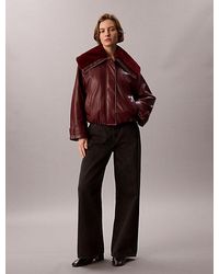 Calvin Klein - Jeans Faux Leather Bomber Jacket - Lyst