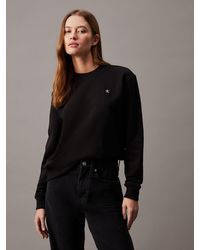 Calvin Klein - Sweat-shirt en tissu éponge de coton avec insigne - Lyst