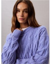 Calvin Klein - Wool Blend Cable Knit Sweater - Lyst