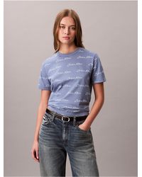 Calvin Klein - Calvin Klein Allover Script Logo Graphic Classic T-Shirt - Lyst