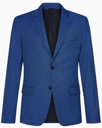 Calvin Klein Blazer de mezcla de lana texturizada - Azul