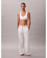 Calvin Klein - Pyjamabroek Van Poplinkatoen Met Logo - Lyst