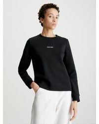 Calvin Klein - Sweat-shirt en coton avec micro-logo - Lyst