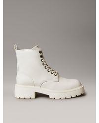 Calvin Klein - Leather Chunky Heeled Lace-Up Boots - Lyst
