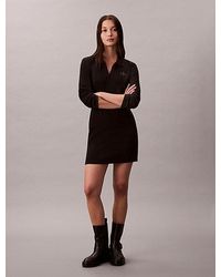 Calvin Klein - Jeans Slim Ribbed Cotton Polo Dress - Lyst