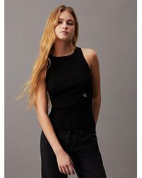 Calvin Klein - Top slim de canalé con espalda anudada - Lyst