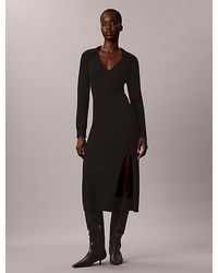 Calvin Klein - Soft Knit Long Sleeve Midi Dress - Lyst