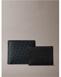 Calvin Klein - Allover Monogram Logo Matte Bifold Wallet + Card Case - Lyst