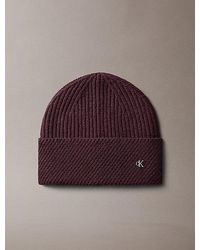 Calvin Klein - Wool Blend Monogram Beanie - Lyst
