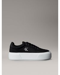Calvin Klein - Leather Signature Logo Platform Trainers - Lyst