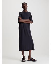 Calvin Klein - Relaxed Midi T-shirt Dress - Lyst