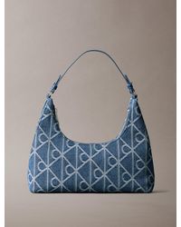 Calvin Klein - Denim Allover Emblem Logo Shoulder Bag - Lyst