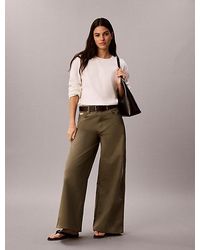 Calvin Klein - Jeans Cotton Twill Wide Leg Trousers - Lyst