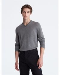 Calvin Klein - Extra Fine Merino Wool Blend V-neck Sweater - Lyst