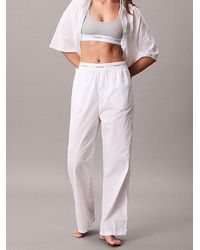 Calvin Klein - Logo-Pyjama-Hose Aus Baumwoll-Popeline - Lyst