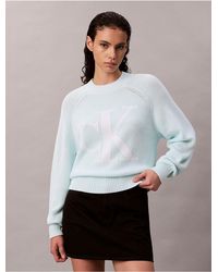Calvin Klein - Calvin Klein Smooth Cotton Monogram Logo Ribbed Classic Sweater - Lyst