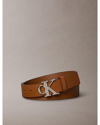 Calvin Klein - Leather Monogram Logo Belt - Lyst