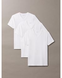 Calvin Klein - Cotton Stretch Blend 3-Pack V-Neck Sleep T-Shirt - Lyst