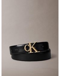 Calvin Klein - Leather Monogram Logo Belt - Lyst