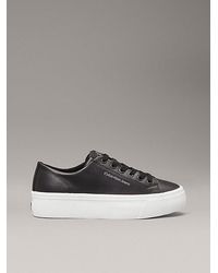 Calvin Klein - Leren Plateausneakers - Lyst