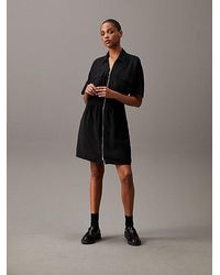 Calvin Klein - Kleid mit durchgehendem Reißverschluss aus weichem Twill - Lyst