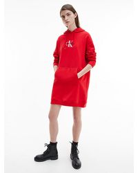 Calvin Klein Sweatshirtjurk Met Logo Van Biologisch Katoen - Rood