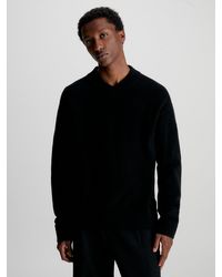 Calvin Klein - Pull à col en V de laine mélangée - Lyst