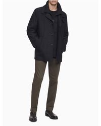 calvin klein men's slim fit wool blend overcoat jacket