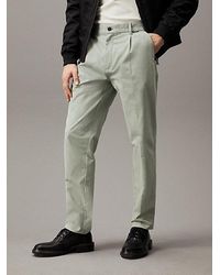 Calvin Klein - Tapered Geplooide Twill Pantalon - Lyst