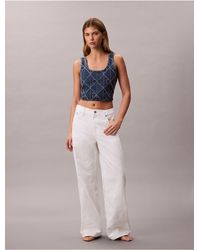 Calvin Klein - Calvin Klein Allover Monogram Low Rise Baggy Jeans - Lyst