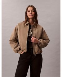 Calvin Klein - High Shine Relaxed Bomber Jacket - Lyst