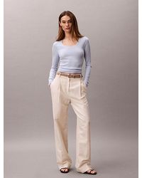 Calvin Klein - T-Shirt Met Lange Mouwen Van Geribbeld Modal - Lyst