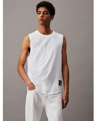 Calvin Klein - Camiseta de tirantes de algodón con insignia - Lyst