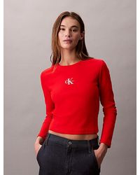 Calvin Klein - Baby-T-Shirt Met Lange Mouwen En Monogramlogo - Lyst