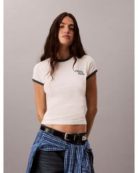 Calvin Klein - Embroidered Logo Ringer T-Shirt - Lyst