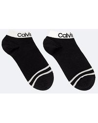 Calvin Klein - 2-Pack Gestreepte Enkelsokken Met Logo - Lyst