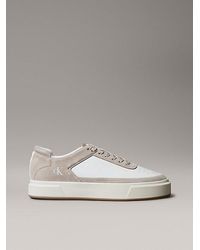 Calvin Klein - Signature Sneakers Van Leer En Suède - Lyst