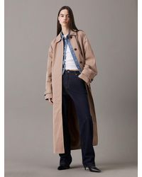 Calvin Klein - Cotton Nylon Long Trench Coat - Lyst