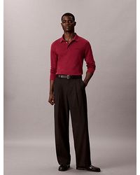 Calvin Klein - Slim Cotton Long Sleeve Polo Shirt - Lyst