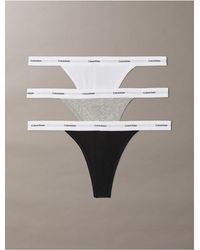 Calvin Klein - Cotton Stretch Rib 3-Pack String Thong - Lyst