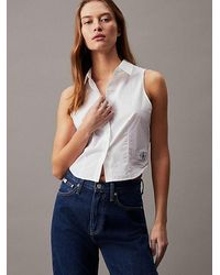 Calvin Klein - Camisa de popelín sin mangas - Lyst