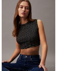 Calvin Klein - All-over Printed Cropped Top - Lyst
